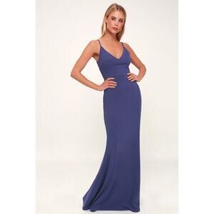 NWOT Lulus Infinite Glory Slate Blue Maxi Dress - Size XS